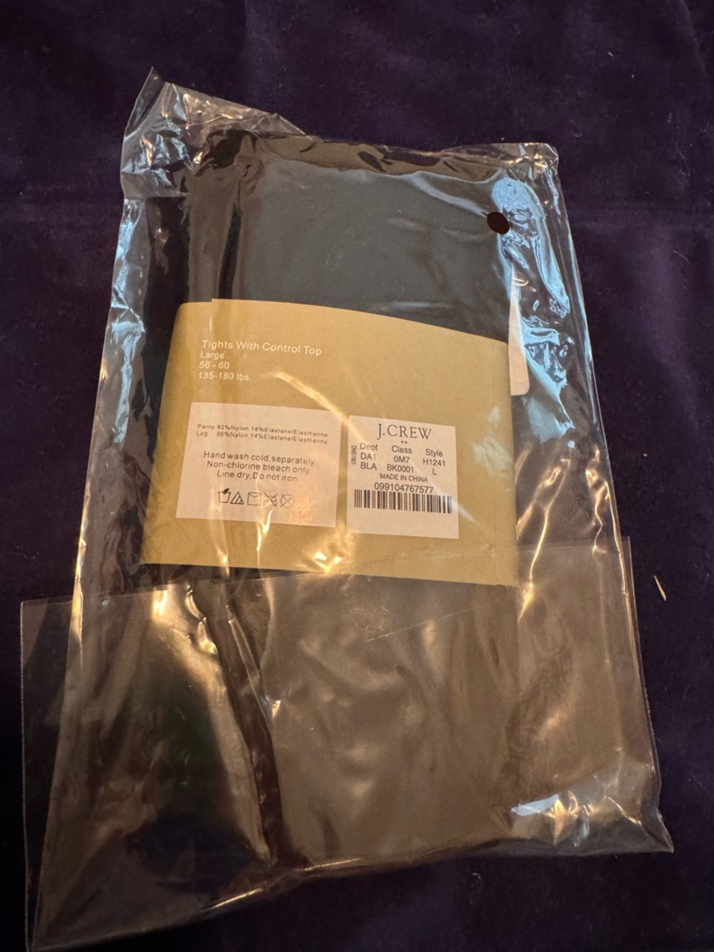 NWT J.Crew Black Tights with Control Top-Lg